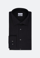 Seidensticker Hemd REGULAR FIT FIL Á FIL schwarz mit Business Kent Kragen in klassischer Schnittform