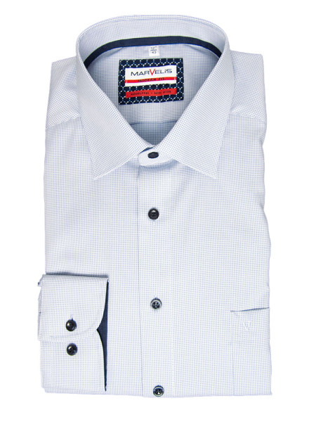 Marvelis Hemd MODERN FIT STRUKTUR hellblau mit New Kent Kragen in moderner Schnittform