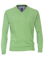Redmond Pullover REGULAR FIT MELANGE grün mit V-Ausschnitt Kragen in klassischer Schnittform