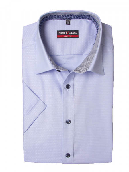 Marvelis BODY FIT Hemd PRINT hellblau mit New York Kent Kragen in schmaler Schnittform
