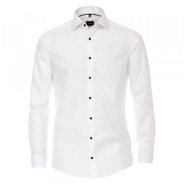 Chemise Venti MODERN FIT UNI POPELINE blanc avec col Kent en coupe moderne