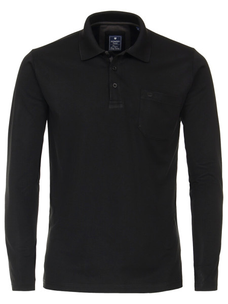 Polo Redmond REGULAR FIT JERSEY nero con Kent collar in taglio classico