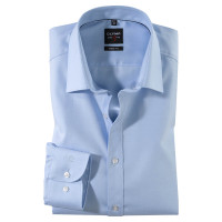 Camicia OLYMP Level Five body fit TWILL azzurro con New York Kent collar in taglio stretto