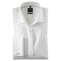 Camicia OLYMP Level Five soirée body fit FAUX UNI beige con Royal Kent collar in taglio stretto