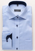 Camicia Eterna COMFORT FIT BELLE OXFORD blu medio con Kent classico collar in taglio classico