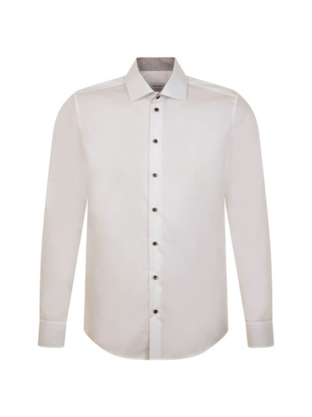 Chemise Seidensticker SLIM UNI POPELINE blanc avec col Business Kent en coupe étroite