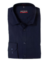 Camicia Marvelis BODY FIT UNI POPELINE blu scuro con New York Kent collar in taglio stretto