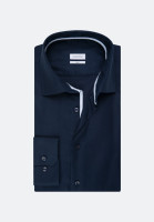 Seidensticker Hemd SLIM FIT STRUKTUR dunkelblau mit Business Kent Kragen in schmaler Schnittform