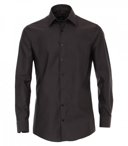 Camicia Venti MODERN FIT UNI POPELINE antracite con Kent collar in taglio moderno