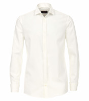 Chemise CASAMODA COMFORT FIT UNI POPELINE beige avec col Cassè en coupe classique