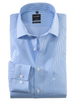 Chemise OLYMP MODERN FIT TWILL BANDES bleu clair avec col Global Kent en coupe moderne