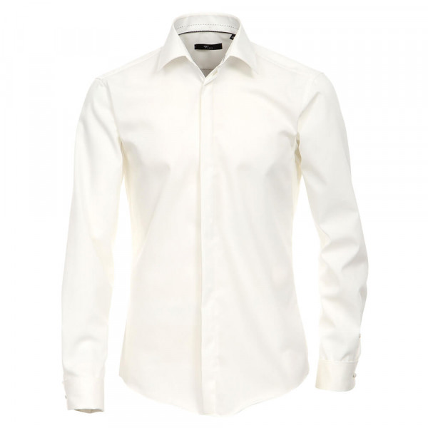 Chemise Venti MODERN FIT UNI POPELINE blanc avec col Kent en coupe moderne