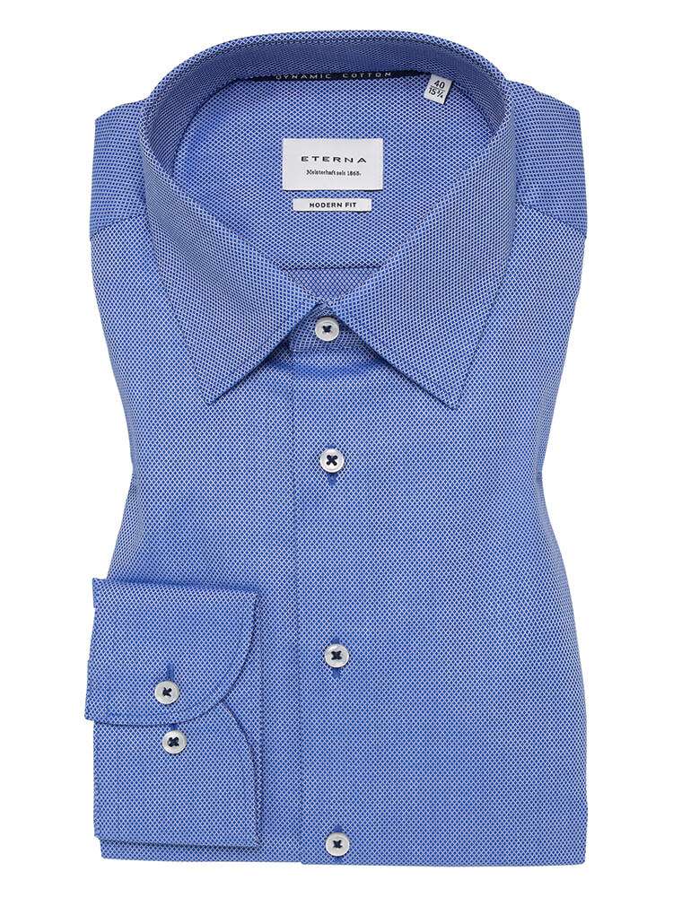 Camicia Eterna Maniche Lunghe Modern Fit Twill Uni: Colletto Kent, Polsini Francesi, Non Stiro - 2