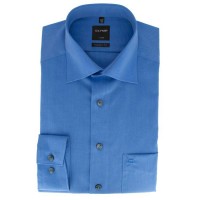 Camicia OLYMP Luxor modern fit CHAMBRAY blu medio con Nuovo Kent collar in taglio moderno