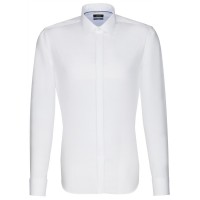 Chemise Seidensticker SHAPED UNI POPELINE blanc avec col Business Kent Party en coupe moderne