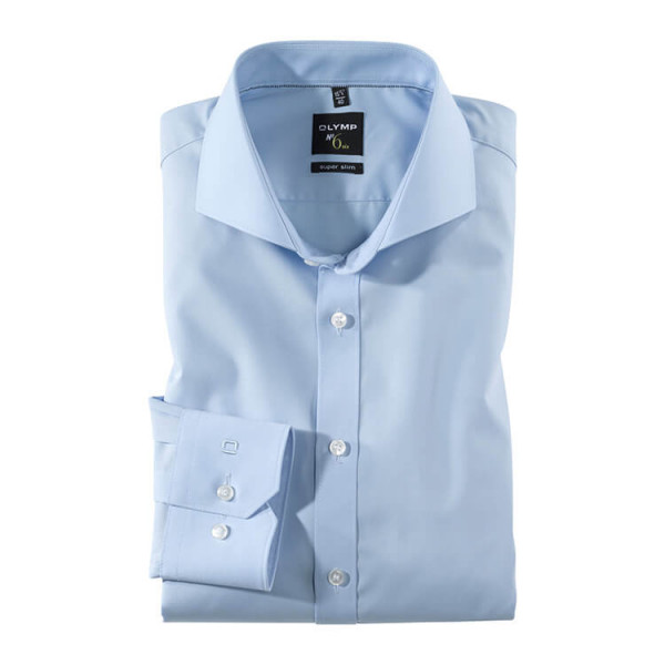 Chemise OLYMP No. Six super slim UNI POPELINE bleu clair avec col Italien en coupe super étroite