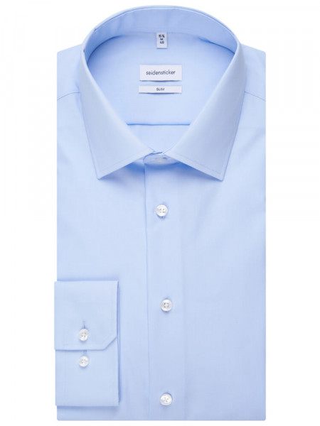 SEIDENSTICKER Slim Fit Hemd Hellblau Business Kent Popeline - Ansicht 4