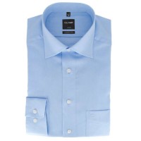 Camicia OLYMP Luxor modern fit NATTÉ azzurro con Nuovo Kent collar in taglio moderno