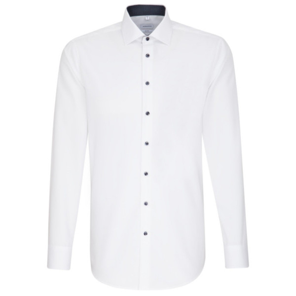 Camicia Seidensticker SHAPED UNI POPELINE bianco con Business Kent collar in taglio moderno